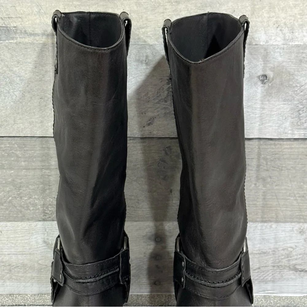 free people Anok Harness Moto Boots in Black Distressed Leather - Sz - 7.5 - Picture 5 of 13
